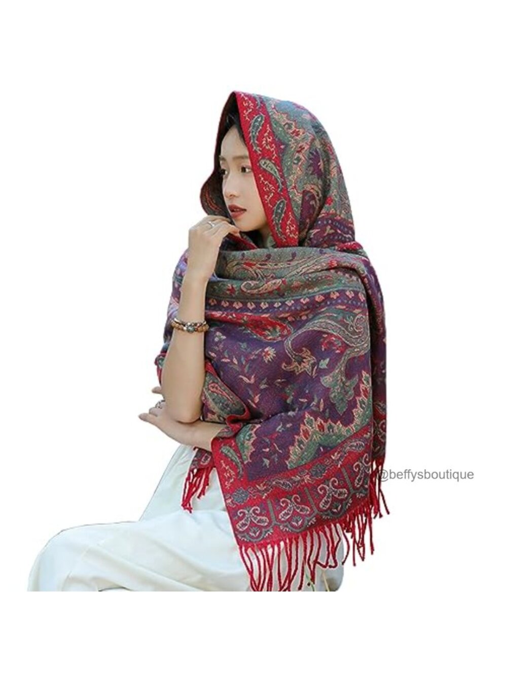 Plaid Blanket Scarf Oversized Pashmina Shawl Wrap Soft Cashmere Feel Acrylic